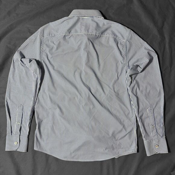 UNTUCKit Terzolo Performance Shirt Mens Size M White Blue Striped Slim Fit - Picture 6 of 8